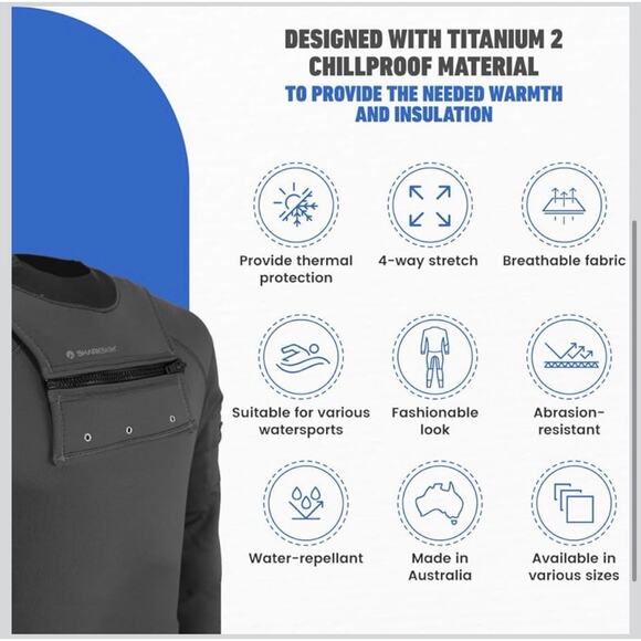 Sharkskin Titanium 2 Multi Sport Suit Chillproof Wetsuit AU 14 US 8 Women - Picture 8 of 9